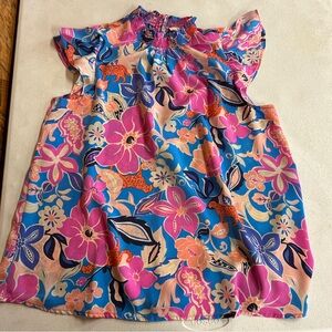 Easel Floral Pink and Blue Blouse - Size S
